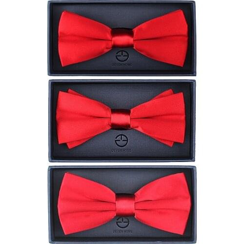 2020 Brand New Fashion Mens Bow Ties Double Fabric Red Bowtie Banquet Wedding Bridegroom Party Host Butterfly Tie with Gift Box
