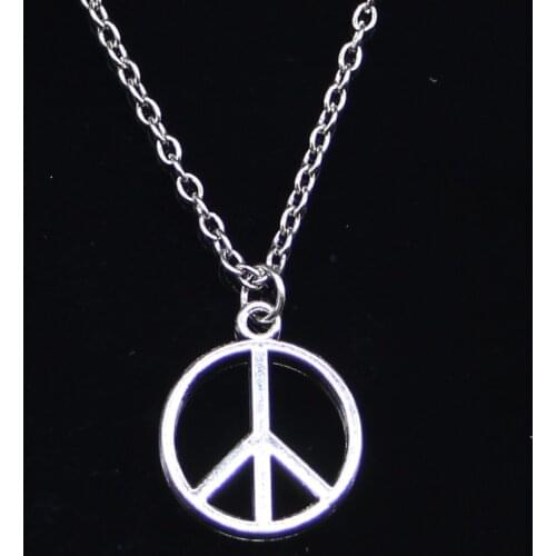 New Fashion Necklace 21x17mm peace sign symbol Pendants Short Long Women Men Colar Gift Jewelry Choker