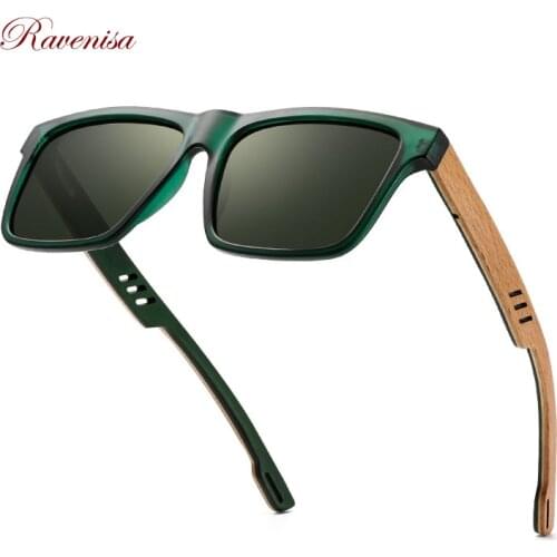 Ravenisa Zebra Wood Square Sunglasses Polarized Sun glasses Men Brand Designer Wooden Glasses Frames Oculos De Sol Feminino