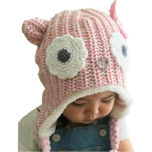0-4 Years Girls Hats Pink Owl Kids Baby Winter Hats New Brand LANGZHEN Bonnet Enfant Hat For Children Baby Muts
