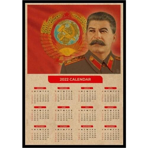 USSR CCCP Lenin Stalin the Soviet Union Poster Vintage Painting Bar Wall Art Kraft Paper 2022 Calendar Posters Wall Stickers
