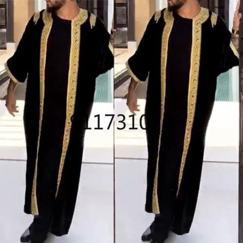 Qamis Man Muslim Fashion 2021 Eid Ramadan New Vintage Abaya Dubai Turkey Mens Clothing Casual Dress Loose Islamic Clothing