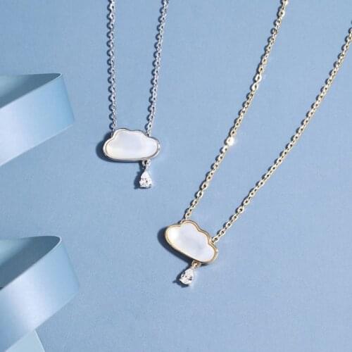 925 Sterling Silver Cloud Shell Pendant Necklace for Women Clavicle Chain Necklace Anniversary Wedding Party Jewelry Gift S-N692