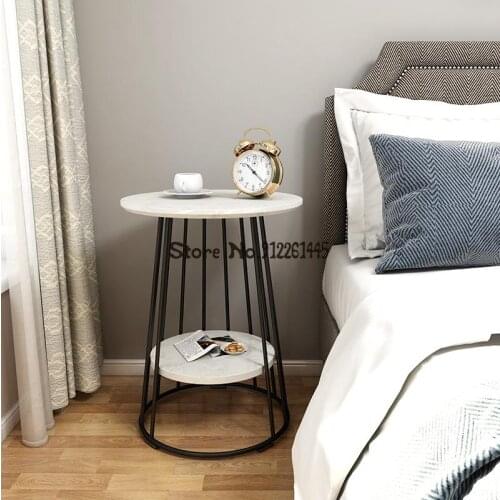 Nordic Creative Tea Table Simple Furniture Modern Small House Marble Edge Light Luxury Round Corner Table Edge Cabinet