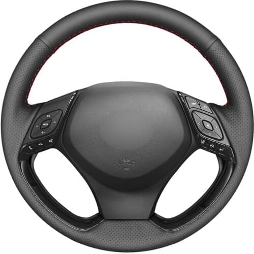 Hand-stitched Black Artificial Leather No-slip Car Steering Wheel Cover For Toyota C-HR CHR 2016 2017 2018 2019 Izoa 2018 2019