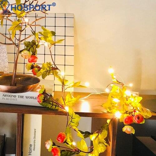 LED Green Vine Flower String Lights Fairy Garland Lamp Wedding Party Home Decoration Night Light Holiday Lighting