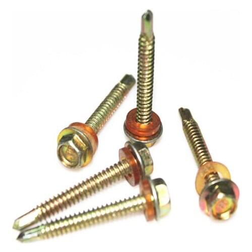 10pcs M5.2 hex flange combination screws external hexagon drilling sheet self-attack bolts self-trapping male screw 25mm-125mm L