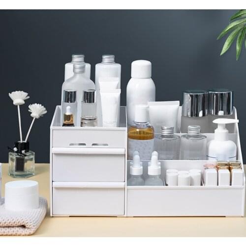 Cosmetics Makeup Storage Box Organizador Maquillaje Rangement Plastic 3 Layer Tableware Storage Box Desk Organizer For Home
