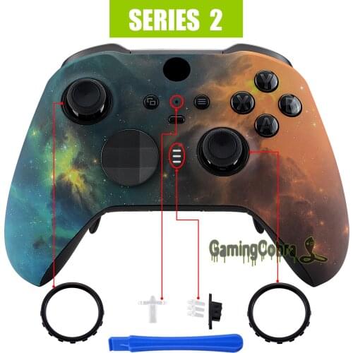 Gold Star Universe Soft Touch Faceplate Front Housing Shell Replacement Kit for Xbox One Elite Series 2 Controller Model 1797