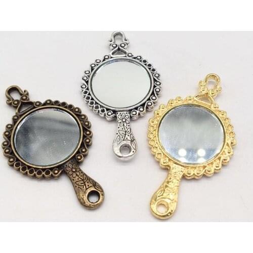 Retro 4 pcs mirror charms 3 color fit DIY Handmade earring necklace bracelet charms Jewelry making souvenir