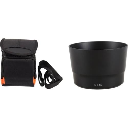 ET-63 Lens Hood for Canon EF-S 55-250mm F4-5.6 IS with Portable Dslr Square Camera Bag Waterproof Camera Case