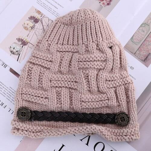 Winter Curled Belt Woolen Hat New Ladies European and American Fashion Trendy Curled Belt Wool Hats Hip-hop Casual Knitted Cap