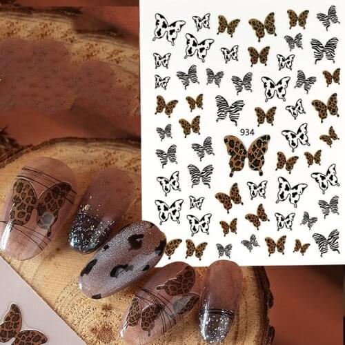 1pcs Leopard Butterfly style 3D Nail Art Stickers accessories self-Adshive decals All for new year promotion_francais promotion