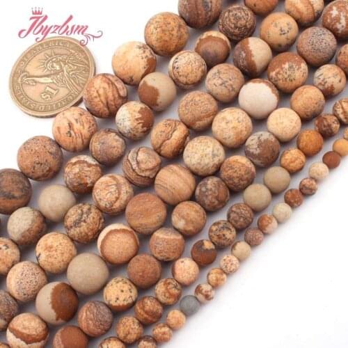 4-12mm Frost Matte Round Multicolor Picture Jaspers Beads Natural Stone Beads For DIY Necklace Jewelry Making 15" Free Shipping