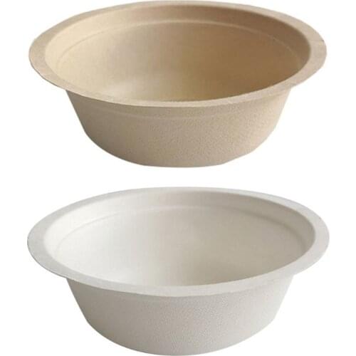 50Pcs/bag 350ML Eco-Friendly Compostable Soup Bowls Disposable Round Bowl