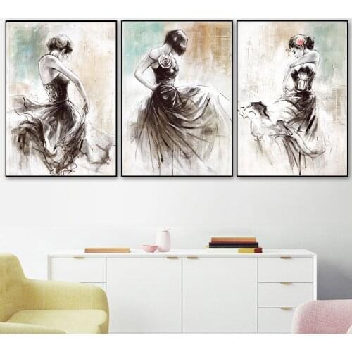 Abstract Dancing Girl Oil Painting Canvas Hand Painted Art Posters And Prints on Wall Pictures for Living Room Decoration