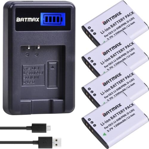 Batmax 1200mAh Li-50B Li 50B D-LI92 Battery +LCD USB Charger for Olympus u6010 u6020 for Pentax XZ-1 SP-800UZ D-Li92 DLi92