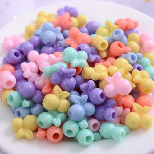 50-300pcs/pack 6colors Acrylic Beads With Hole Cartoon Fruit Shape Loose Spacer Beads For Jewelry Making Handmade Accessories