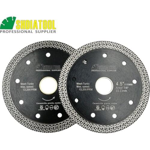 SHDIATOOL Dia 4.5" Hot pressed sintered Mesh Turbo Diamond Saw blade Diamond Wheel Hard material Dry or Wet Cutting Disc 115mm