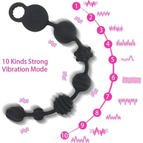 Pull Bead Anal Vibrator Sex Toys for Couples Anal Dilator Prostata Massage Butt Plug Sex Products 10 Frequency Extra Long