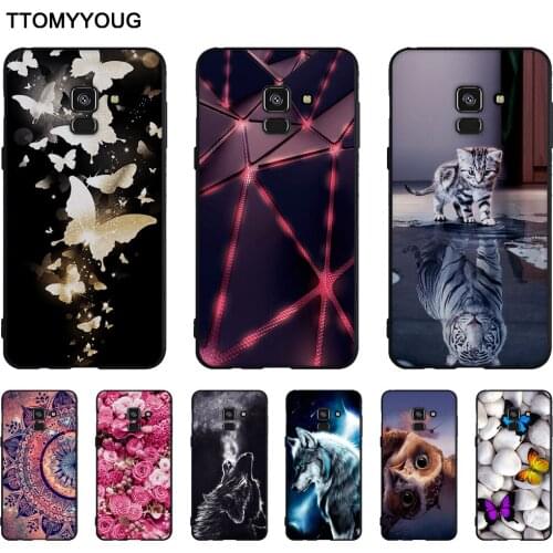 Black TPU Case For Samsung Galaxy A8 (2018) A530F Soft Silicone Printing Cover For Samsung Galaxy A8 2018 A530 Back Phone Shells