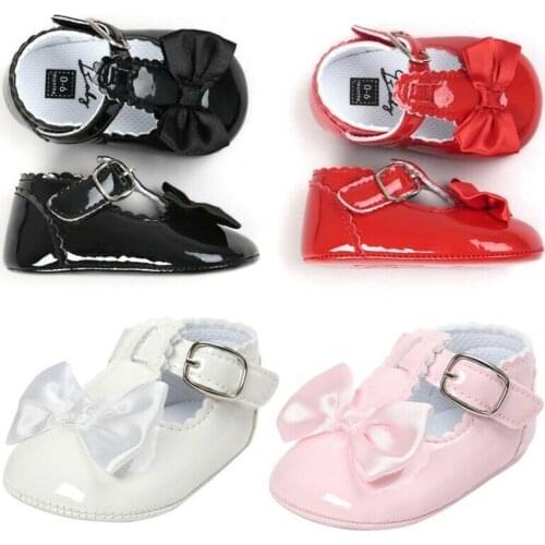 Baby Girl Newborn Princess Bow Shoes Spanish Party Soft Sole Sneakers Cute Pram