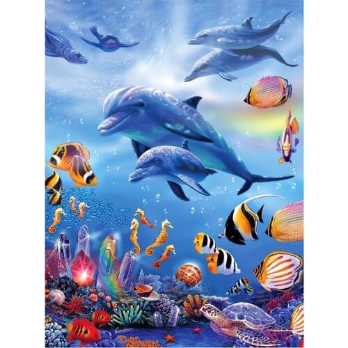 DIY Diamond Painting sea kingdom turtle dolphin fish full Diamond embroidery sea animal coral full Diamond painting Mosaic sea