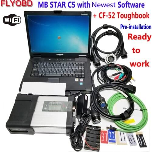 Best MB C5 SD Connect 5 car diagnostics tool with Software 09/2019 HDD install on Military CF52 Star Diagnosis PC ready to use