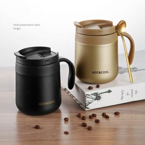 Coffee Mug Vacuum Cup 350ml Thermos Stainless Steel Cups Tumbler with Handle Lid Portable Couple Mug Gift Cup Office 6-12 hours