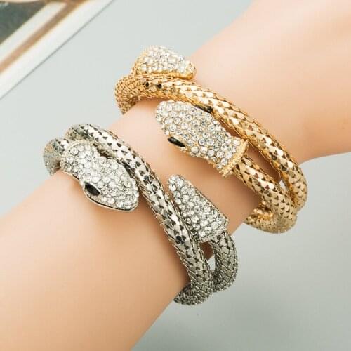 Copper Snake Bracelets for WomenTrendy Jewelry Open Bangles Bracelets Gold Color Wristband Cuff Bracelet For Women Girls Gift