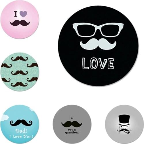 Cute i love Mustache Icons Pins Badge Decoration Brooches Metal Badges For Backpack Decoration 58mm