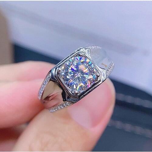 Fashion brand square crystal zircon diamonds gemstones rings for men white gold silver color bague jewelry wedding party gifts