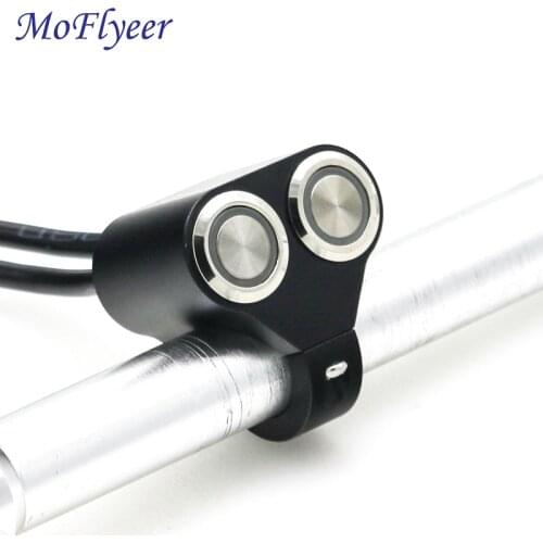 MoFlyeer 22mm Motorcycle Handlebar CNC Switch Horn Headlight Hazard Brake Fog Light Start Kill Switch with LED Two Modes