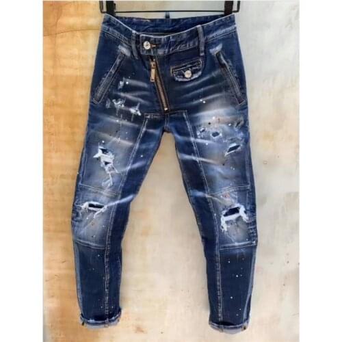 Men DSQ2 Jeans Pencil Pants Motorcycle Party Casual Trousers Street Clothing 2021 Denim Man Clothin T133