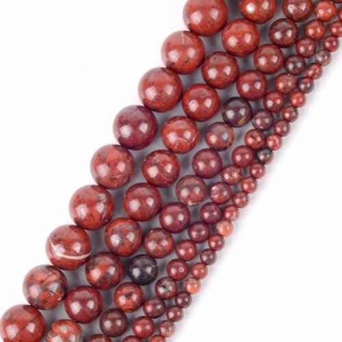 Natural Round Red Jaspers Stone Loose Beads 4 6 8 10 12mm Spacer Beads Diy Jewellery Making Bracelet Necklace Jewelry Wholesale