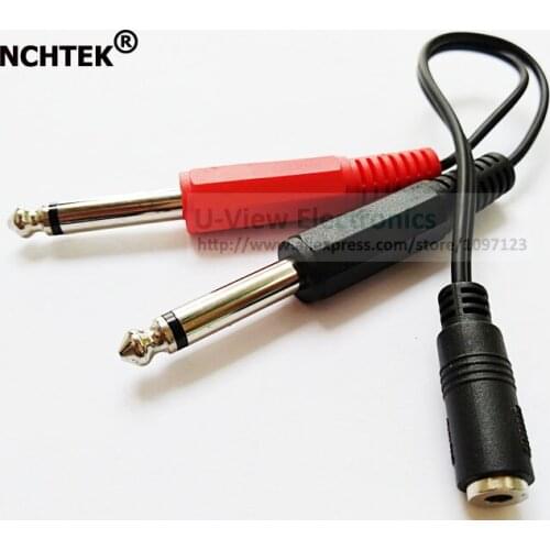 NCHTEK 3.5MM Female Plug to Dual 6.35MM TRS Mono Male Jack Audio Socket Adapter Cable About 20CM/Free Shipping/5PCS