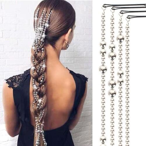 Newest Pearl Long Tassel/Chain Bridal Wedding Hair Accessories Hair Clip Women Bridal Ponytail Accessories Hair Jewelry