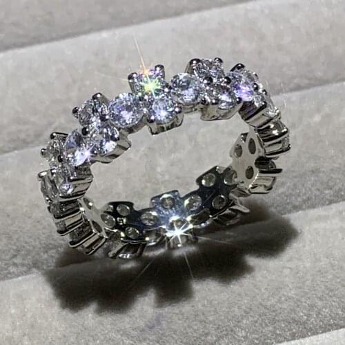 Drop Shipping Luxury Jewelry 10KT White Gold Fill Full White AAAAA Cubic Zircon Women Wedding Engagement Band Ring Gift