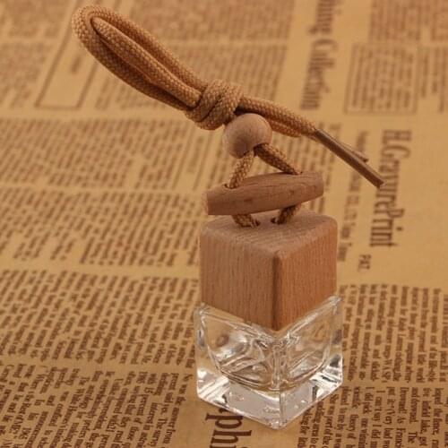 R3MD Car Hanging Glass Bottle Pendant Perfume Aromatherapy Bottle Refillable Hanging Diffuser Bottle Air Fresher Ornament