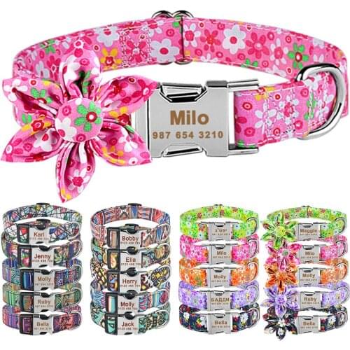 Adjustable Custom Nylon Pet Collars Free Engraved Name Dogs Collars Puppy Standard Medium Large Dogs Personalized Dog Collar