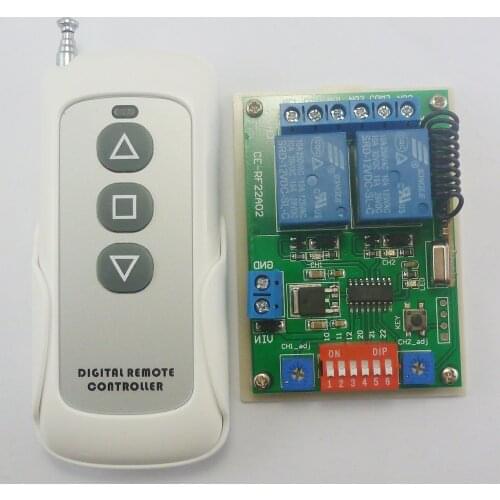 2ch Dc12v Receiver Relay Module 433m 3 Buttons Rf Wireless Adjustable Delay Time Motor Reverse Polarity Rotation Rs360