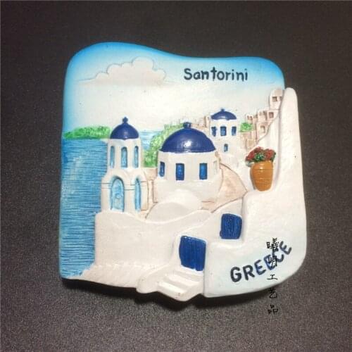 Santorini Greece Fridge Magnets Tourist Souvenirs 3D Handmade Refrigerator Magnetic Sticker Home Decor Gift Crafts