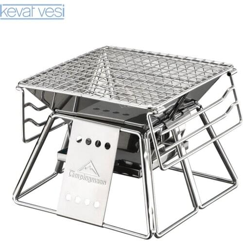 Folding Stainless Steel BBQ Grill Non-stick Surface Portable Barbecue Grill Korean Indoor Outdoor Grill Rack BBQ Accessories