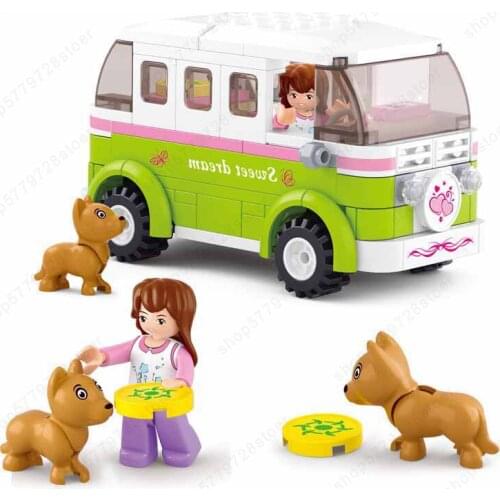 New Sluban Building Block Girl Dream Friends Camper Car 158pcs Educational Bricks Toy-Boy retail boxfor children toy Gifts