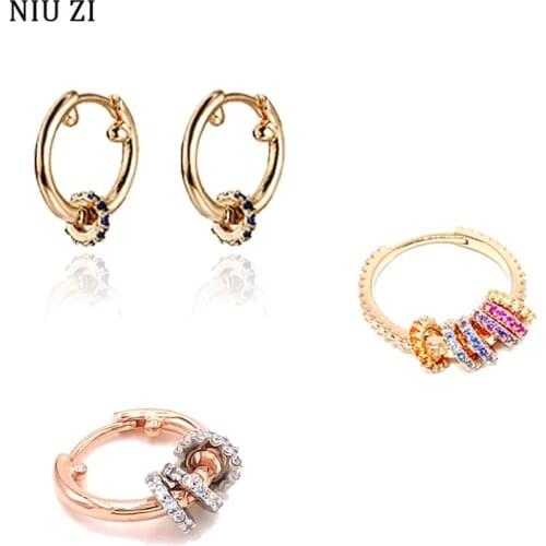 Women Gold Color Stainless Steel Hoop Earrings Simple Fine Mini Multi-color Small Circle Dangle Earrings teen Daily Wear Jewelry