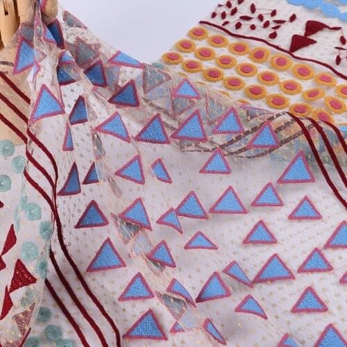 Bohemian Embroidery Tulle lace Fabric Colorful lace fabric for Wedding Dress Boho Dress DIY Sewing Prom Dress Curtain Textile