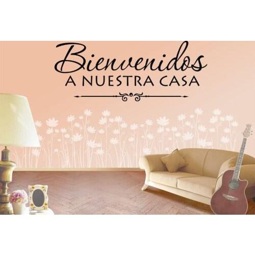 Vinyl Wall Stickers Spanish Quote Bienvenidos A Nuestra Casa Wall Decals Art Wallpaper Living Room Home Decor Decoration Poster