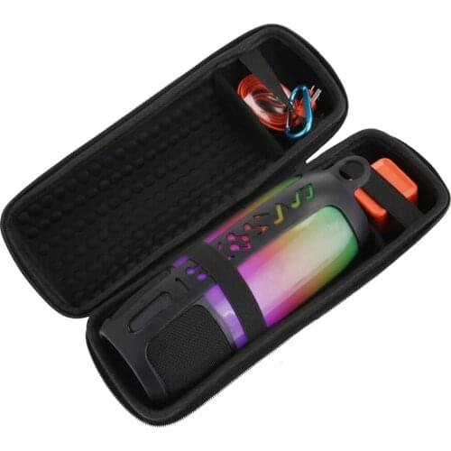 Newest PU EVA 2 in 1 Carry Protective Pouch Cover Bag Case for JBL Pulse3 Pulse 3 Speaker-Extra Space for Plug&Cable (With Belt)