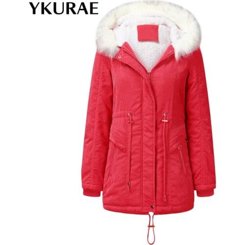 Womens Winter Coats Fleece Snow Wear Jacket Casual Cotton Clothes Streetwear Hooded Velvet Coat Brand Clothing EU Size FL118