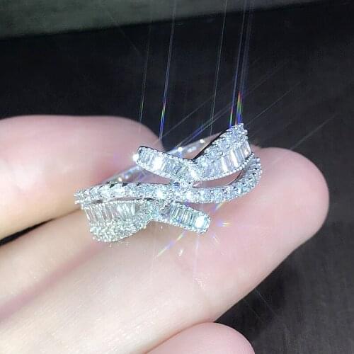 EDI Diamond Wedding Band Real 14K White Gold 0.6cttw Natural Diamond Ribbon Design Ring Wedding Anniversary Gift For Women